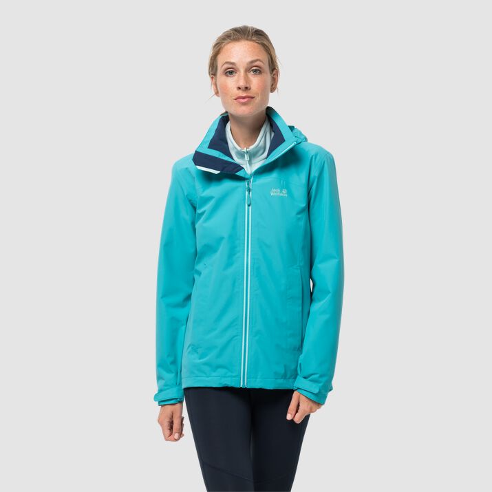 Chamarra Hardshell Jack Wolfskin Evandale Mujer Turquesa Claro Mexico-7895421